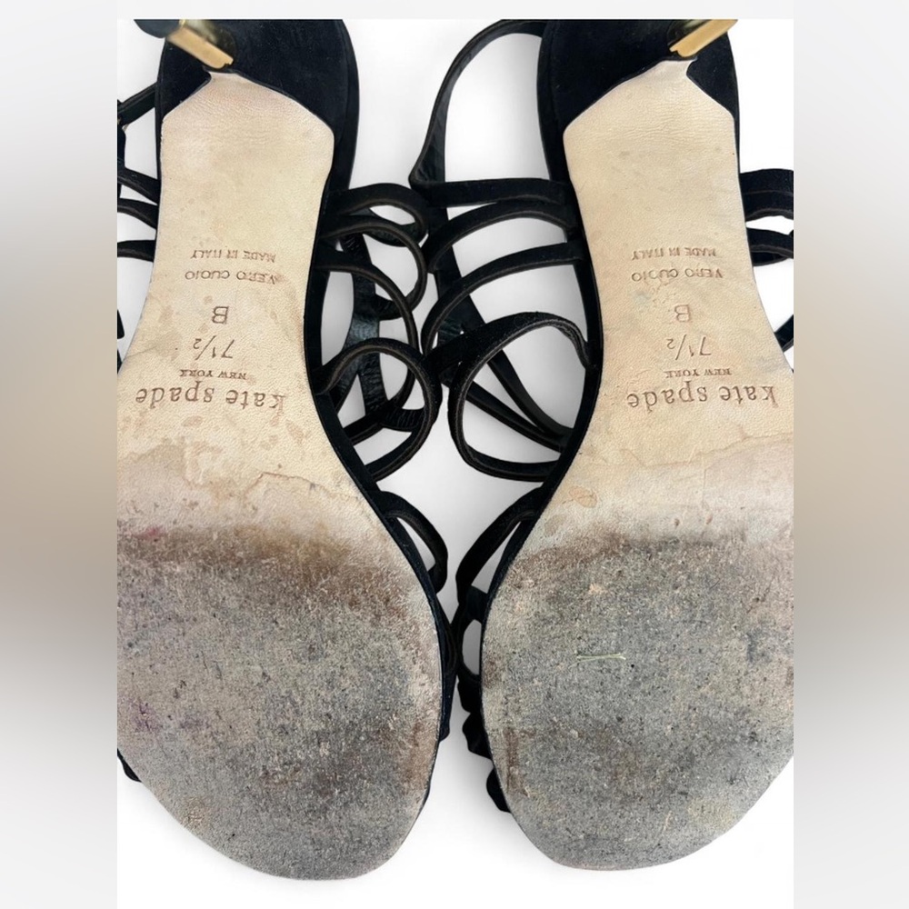 Kate Spade Black strappy heels with Gold accents Size 7.5 - Picture 5 of 10